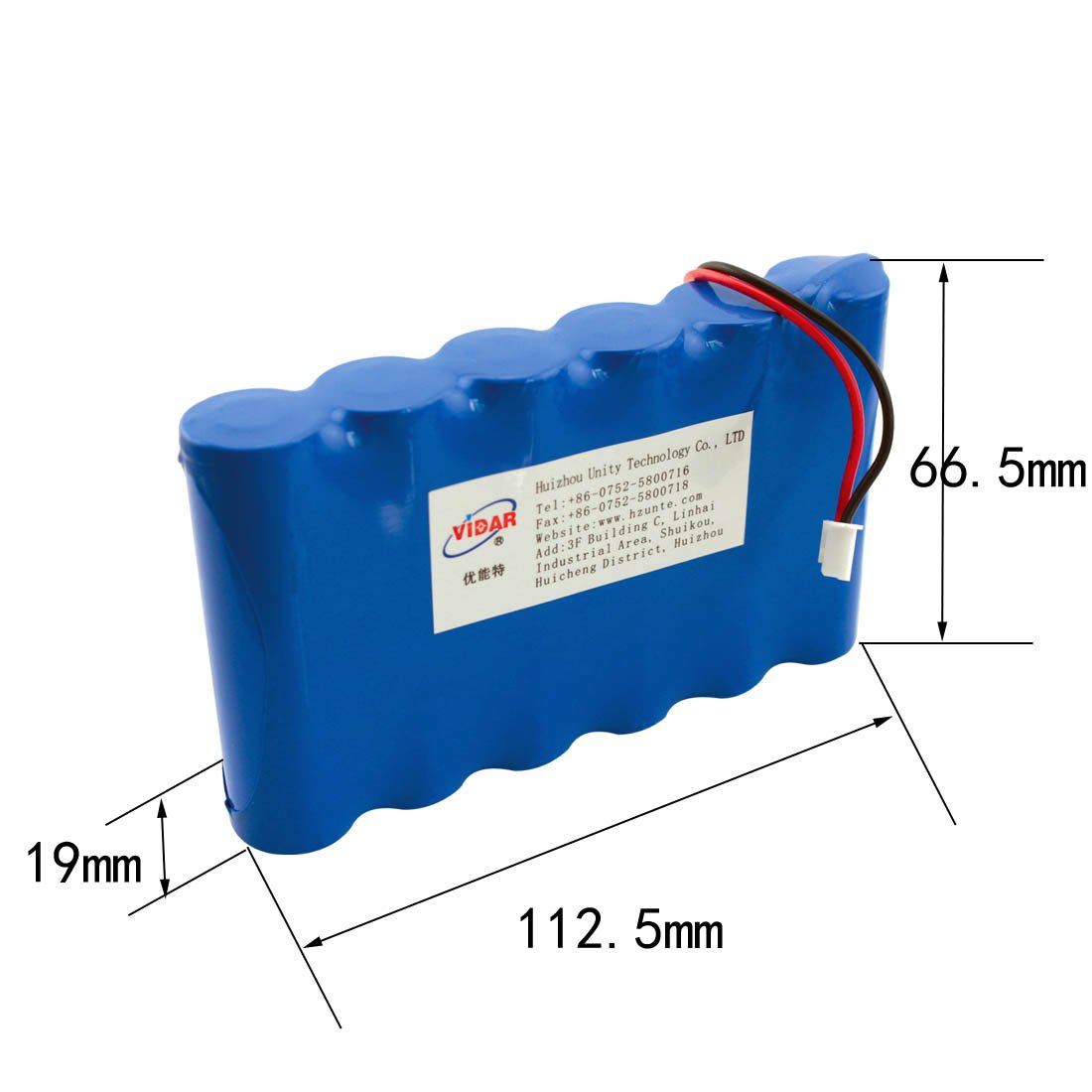 VIDAR Rechargeable Lithium Ion Battery Pack 7.4V 6600mAh High Capacity Li-ion Battery Pack with JST PH2.54/2P Plug-in(Customizable) for Electronics,Toys,Lighting,Equipment