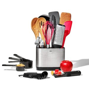 oxo good grips everyday kitchen utensils, 20 piece set, silver