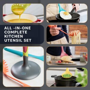 Home Hero 6 Pcs Kitchen Utensils Set - Nested Cooking Utensils Set - BPA Free First Home Essentials Utensil Sets - Household Essentials Kitchen Gadgets (Rainbow)