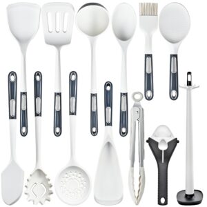 Keidason Kitchen Cooking Utensils Set, 13 pcs Non-Stick Silicone Kitchen Utensils Spatula Set with Holder,Kitchen Tools Set, BPA-Free-White