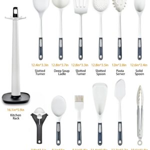 Keidason Kitchen Cooking Utensils Set, 13 pcs Non-Stick Silicone Kitchen Utensils Spatula Set with Holder,Kitchen Tools Set, BPA-Free-White