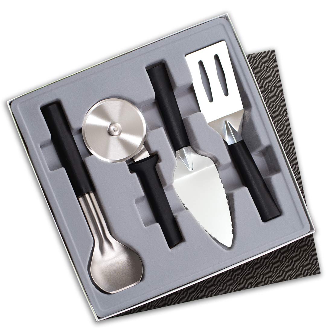 Rada Cutlery 4-Piece Kitchen Utensil Gift Set Stainless Steel Resin Made in USA, Black Handle