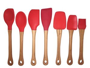 murphy bamboo premium 7 piece bamboo & silicone kitchen cooking utensil set (red)