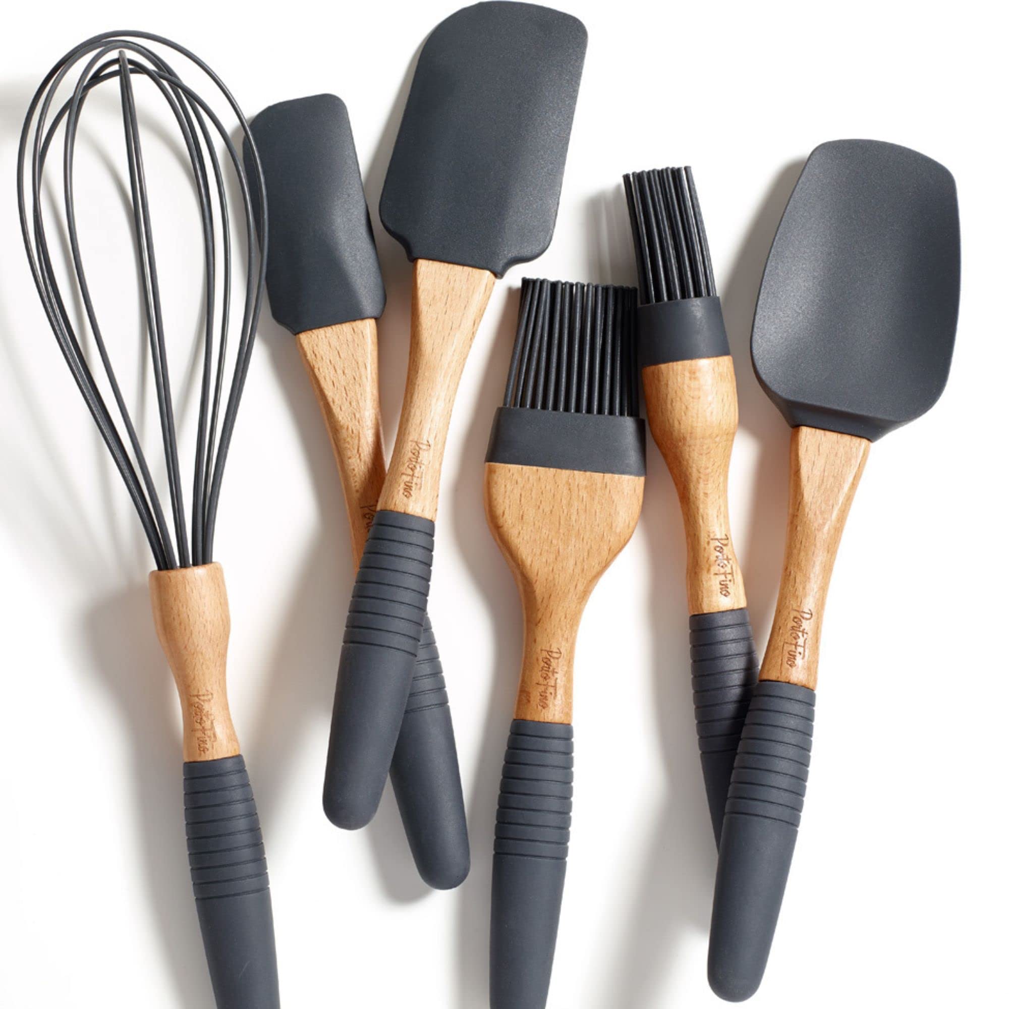 PortoFino Baking Set - Kitchen Utensils - 6 Pcs Silicone Kitchen Utensils Set - Kitchen Essentials with 3 Silicone Spatula 2 Pastry Brush 1 Whisk - Spatula Set - Mothers Day Gifts - Gifts for Women