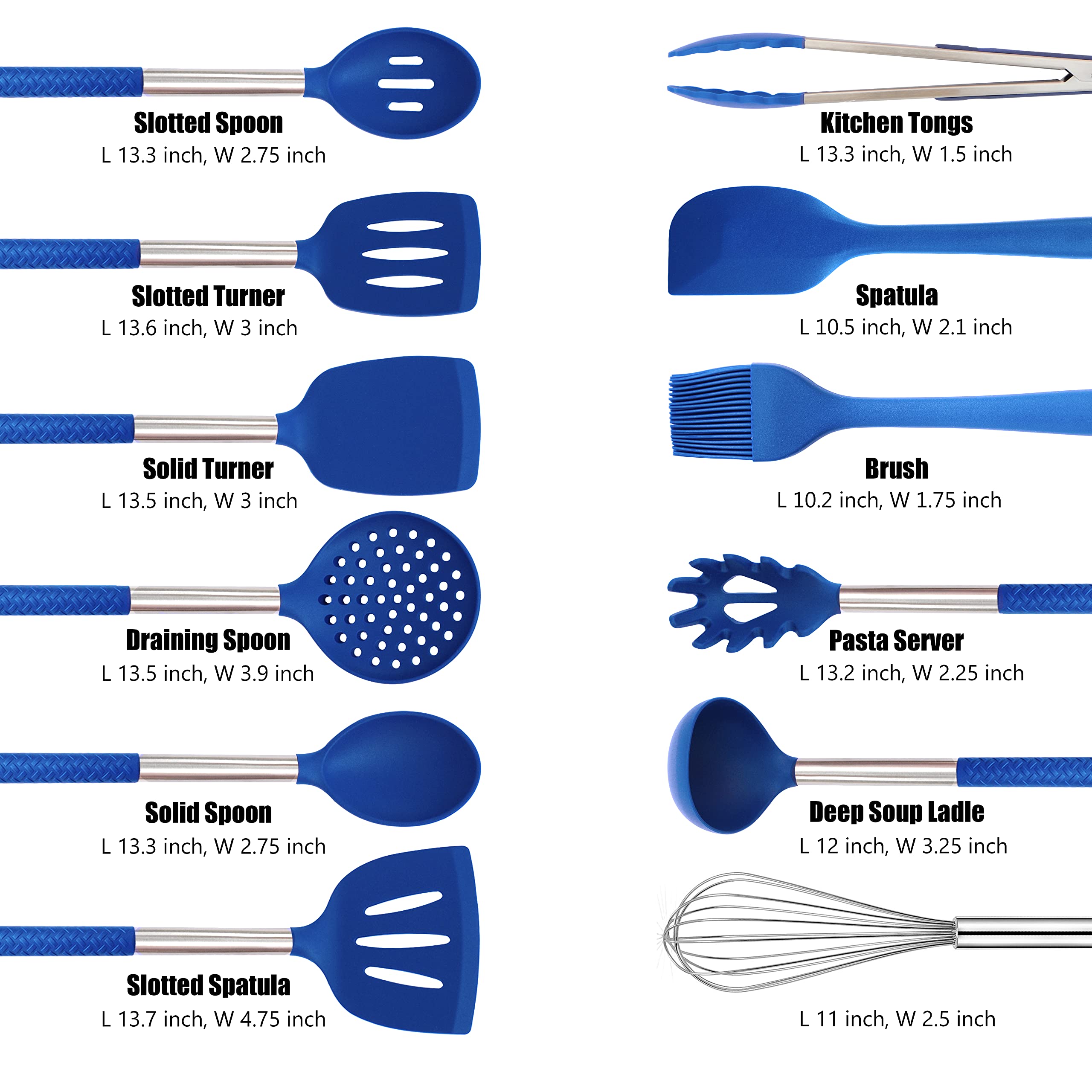 Silicone Kitchen Utensils Set - 28 Pieces Cooking Utensils Set Non-Stick Heat Resistance Silicon with Stainless Steel Handle - Blue