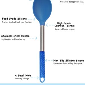 Silicone Kitchen Utensils Set - 28 Pieces Cooking Utensils Set Non-Stick Heat Resistance Silicon with Stainless Steel Handle - Blue