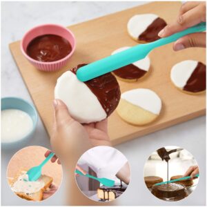 HOTEC Food Grade Silicone Rubber Spatula Set Kitchen Utensils for Baking, Cooking, and Mixing High Heat Resistant Non Stick Dishwasher Safe BPA-Free Set of 5 Aqua Skay