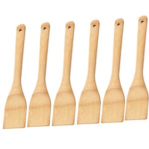 6pcs kitchen wooden bamboo utensils spatula spoon shovel cooking healthy tools 12inch