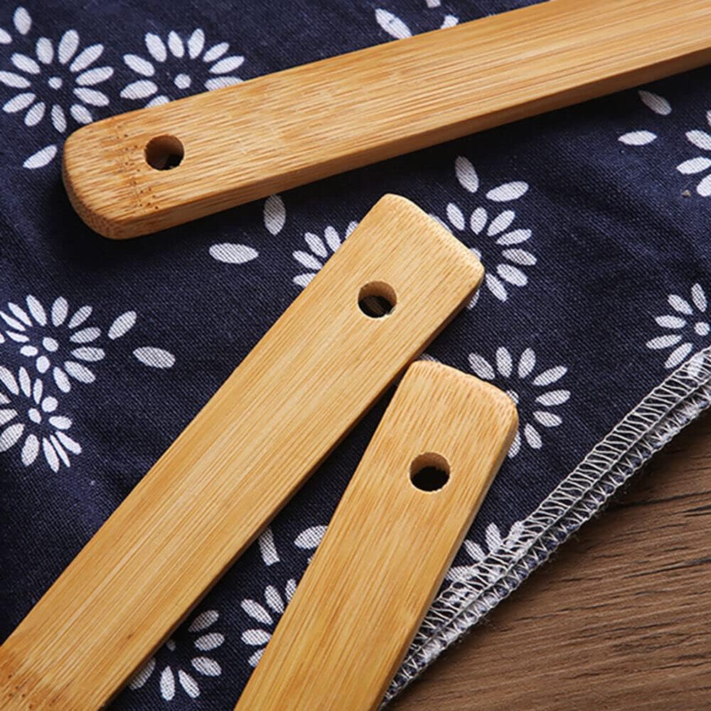 6PCS Kitchen Wooden Bamboo Utensils Spatula Spoon Shovel Cooking Healthy Tools 12inch