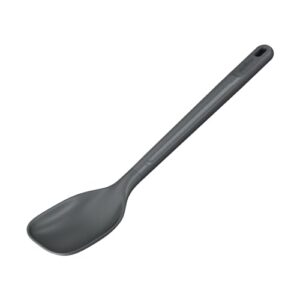 Zyliss E980228 Medium Cooking Spoon, Sustainable Wheatstraw/Nylon, Non Stick, Heat Resistant Silicone Head, Kitchen Utensil, Beluga Grey, 12.1" x 2.5", Dishwasher Safe, 5 Year Guarantee