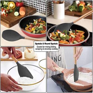 Classic 9 pcs Silicone Kitchen Utensil Set BPA Free Non Toxic Cooking Utensils Wooden Handle with Storage Box kitchen Tools