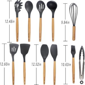 Silicone Kitchenware Cooking Utensils Set Non-Stick Cookware Whisk Beaters Kitchen Cooking Tool Set (Black-Soul Eater1)