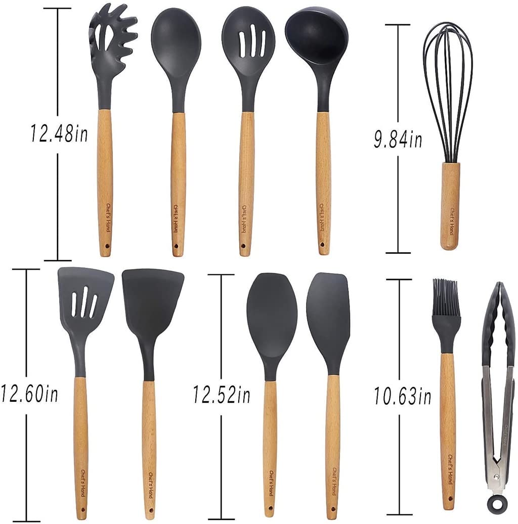 Silicone Kitchenware Cooking Utensils Set Non-Stick Cookware Whisk Beaters Kitchen Cooking Tool Set (Black-Soul Eater1)