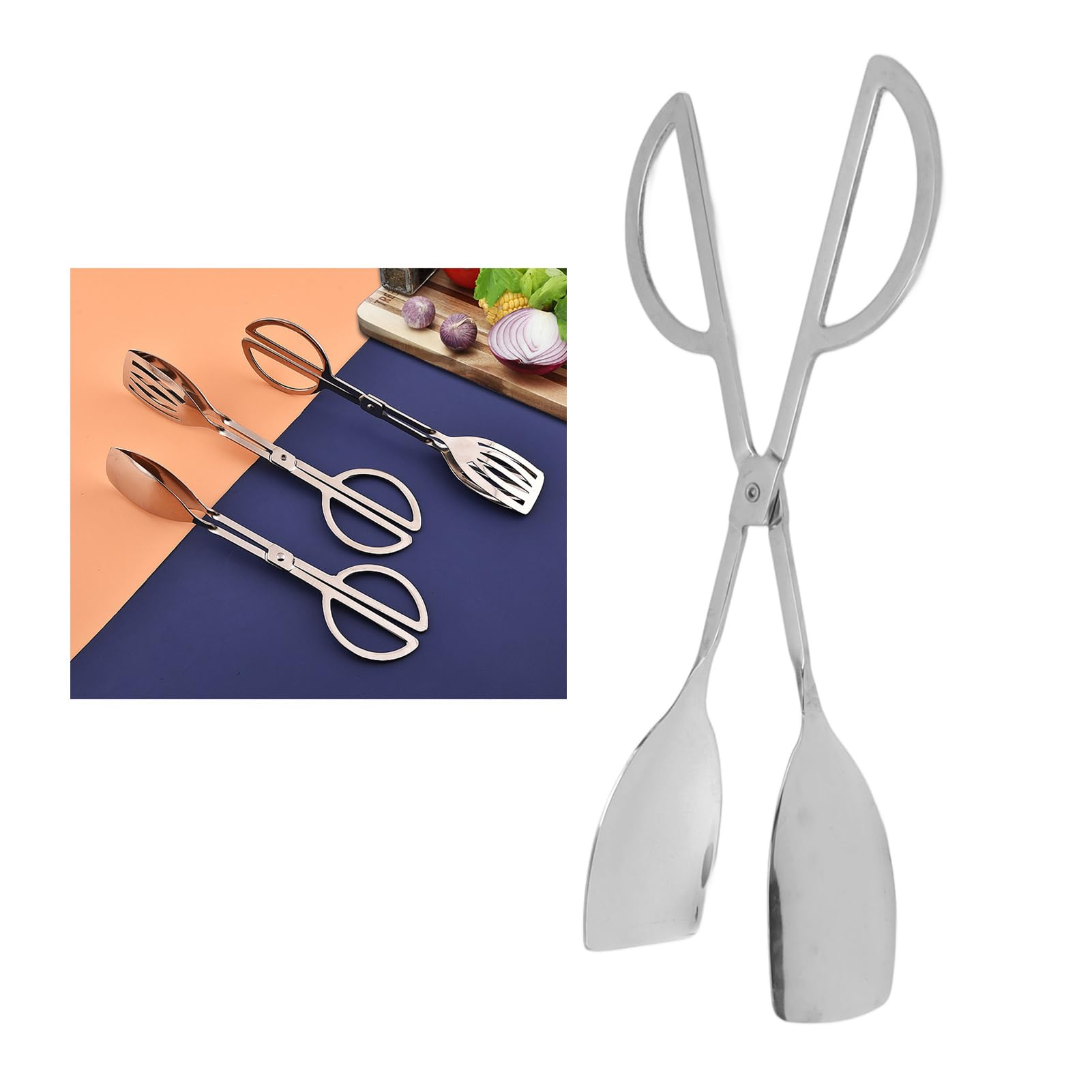 Serving Tongs, 201 Stainless Steel Comfortable Grip Food Tong, Multi Purpose Practical Light Weight Serving Utensils for Home Kitchen(Cup clamp)