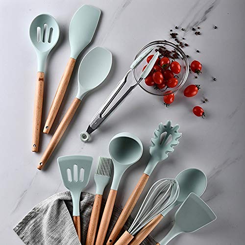 Silicone Kitchenware Cooking Utensils Set Heat Resistant Kitchen Non-Stick Cooking Utensils Baking Tools with Storage Box Tools (10PCSA)