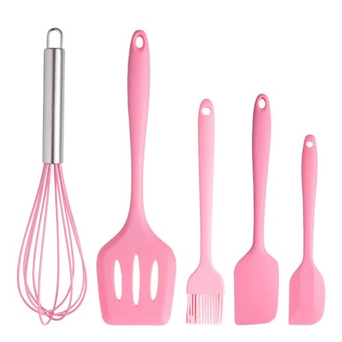 Rehomy- 5pcs Kitchen Cooking Utensils Set BPA Free Heat Resistant Kitchen Utensils Slotted Turner Spatulas Brush Whisk for Kitchen Cooking Baking