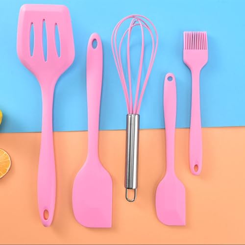 Rehomy- 5pcs Kitchen Cooking Utensils Set BPA Free Heat Resistant Kitchen Utensils Slotted Turner Spatulas Brush Whisk for Kitchen Cooking Baking