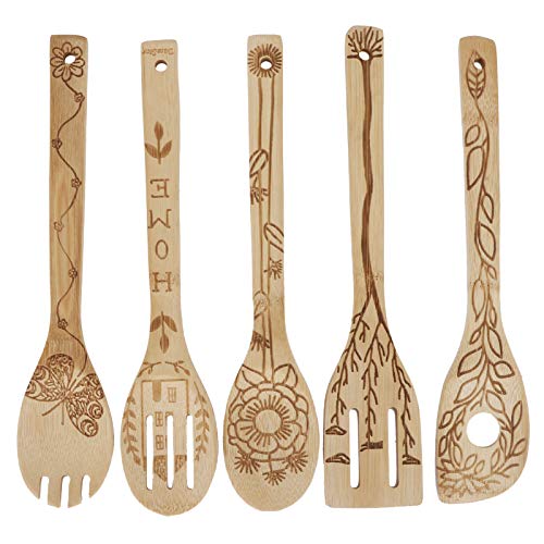 5Pcs Set Shovel Spa Spoon Kit Carving Bamboo Cooking Utensils Cookware Kitchen Supply 5Pcs Set Shovel Spa