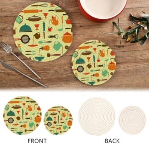 Cartoon Kitchen Ware Utensils Trivets for Hot Pots and Pans Trivet Pot Holders Heat Resistant Mat Absorbent Hot Pot Holder for Dinner Table Decor Apartment Essentials Set of 2