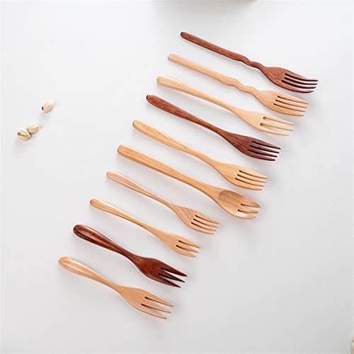 TAPIVA Forks Fork Wooden Spoon Fork Bamboo Kitchen Cooking Utensil Tools Soup-Teaspoon Tableware Wooden Fork for Desserts Salad Household Gifts