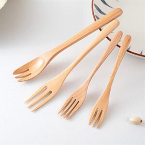 TAPIVA Forks Fork Wooden Spoon Fork Bamboo Kitchen Cooking Utensil Tools Soup-Teaspoon Tableware Wooden Fork for Desserts Salad Household Gifts