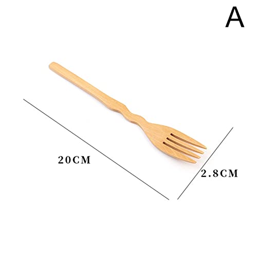 TAPIVA Forks Fork Wooden Spoon Fork Bamboo Kitchen Cooking Utensil Tools Soup-Teaspoon Tableware Wooden Fork for Desserts Salad Household Gifts