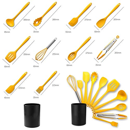 10PC Yellow Silicone Kitchenware Cooking Utensils Set Heat Resistant Kitchen Non-Stick Cooking Utensils with Storage Box