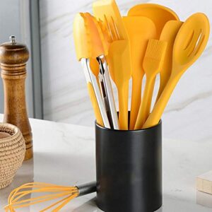 10PC Yellow Silicone Kitchenware Cooking Utensils Set Heat Resistant Kitchen Non-Stick Cooking Utensils with Storage Box