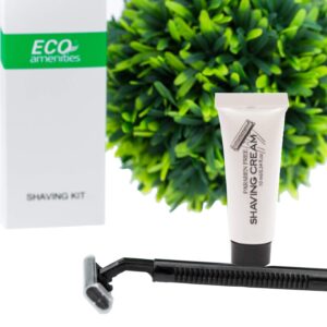 ECO Amenities Smooth Shave Disposable Razor with Cream, Individually Wrapped Paper Boxes, 100 Sets Per Case