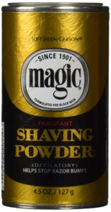 softsheen-carson magic razorless shaving for men, magic shaving powder with fragrance, coarse textured beards, formulated for black men, depilatory, helps stop razor bumps, since 1901, 4.5 oz