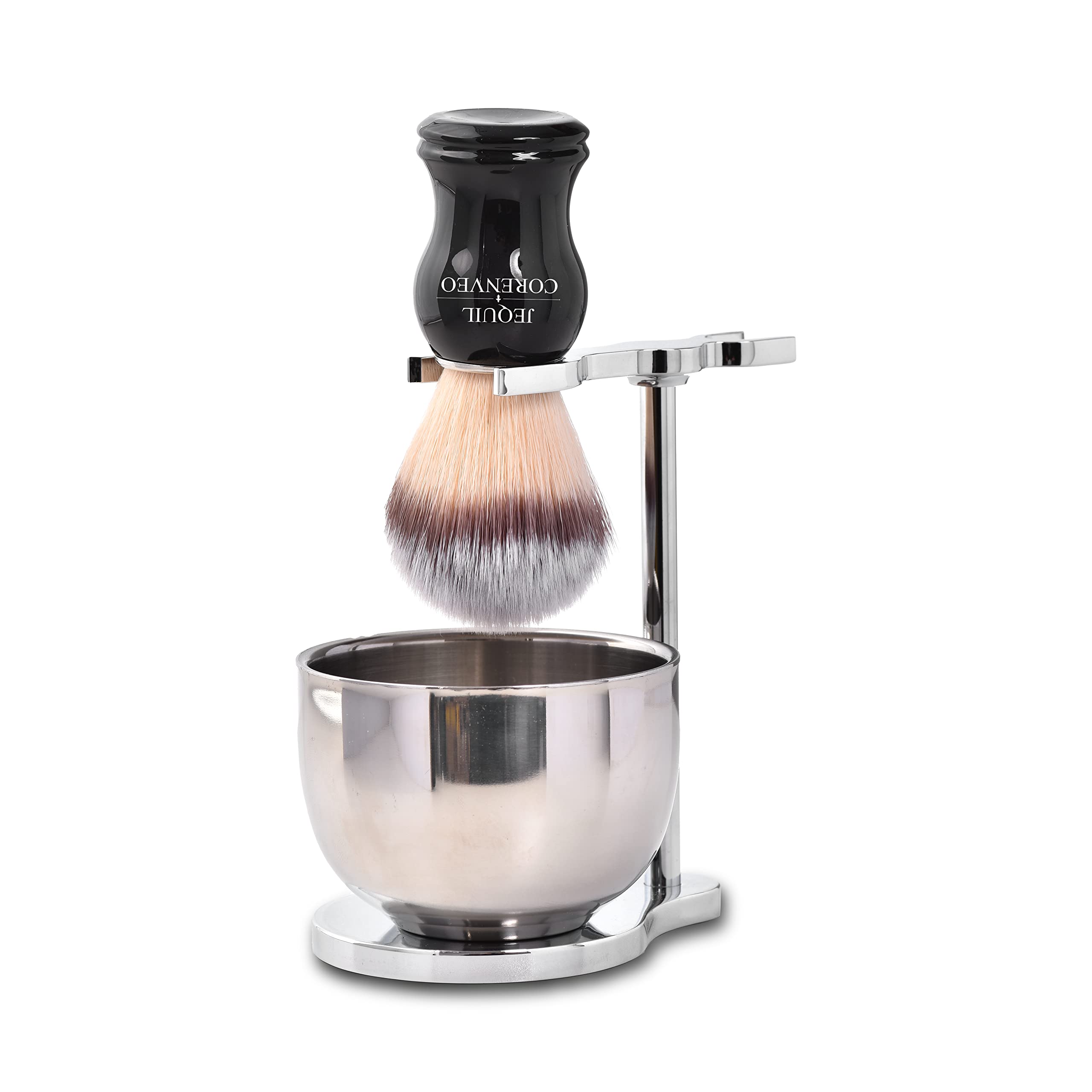 Shaving Set for Men, 3 in 1 Grooming Set Includes Shaving Brush, Shaving Bowl, Razor & Brush Stand