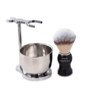 Shaving Set for Men, 3 in 1 Grooming Set Includes Shaving Brush, Shaving Bowl, Razor & Brush Stand