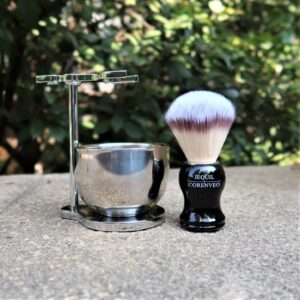 Shaving Set for Men, 3 in 1 Grooming Set Includes Shaving Brush, Shaving Bowl, Razor & Brush Stand