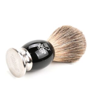 Luxury Shaving Brush for Men by VIKINGS BLADE, Ultra Heavy Acrylic & 316L Steel Handle, Super Strong Knot Backbone, Minimal Shedding, Fast Lather, Extremely Smooth & Plush on Skin (Dark Stallion)