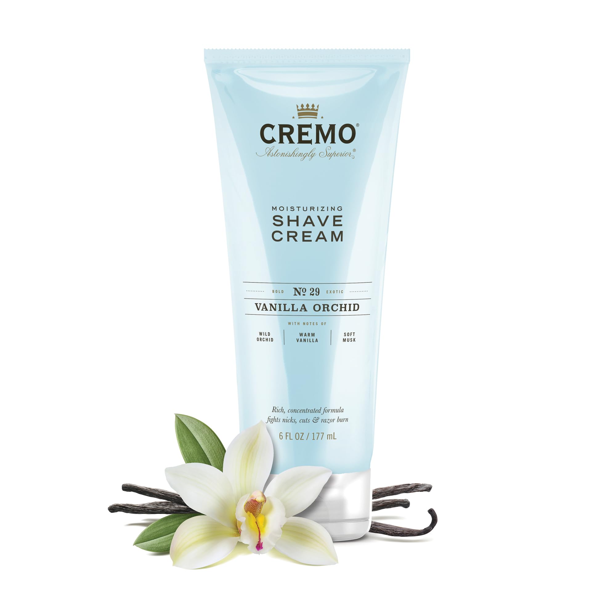 Cremo Vanilla Orchid Moisturizing Shave Cream, Astonishingly Superior Ultra-Slick Shaving Cream for Women Fights Nicks, Cuts and Razor Burn, 6 Fl Oz