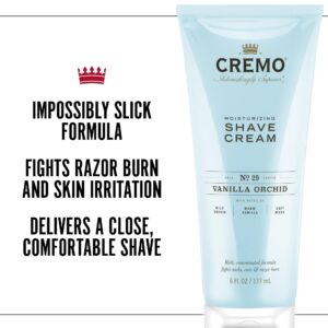 Cremo Vanilla Orchid Moisturizing Shave Cream, Astonishingly Superior Ultra-Slick Shaving Cream for Women Fights Nicks, Cuts and Razor Burn, 6 Fl Oz