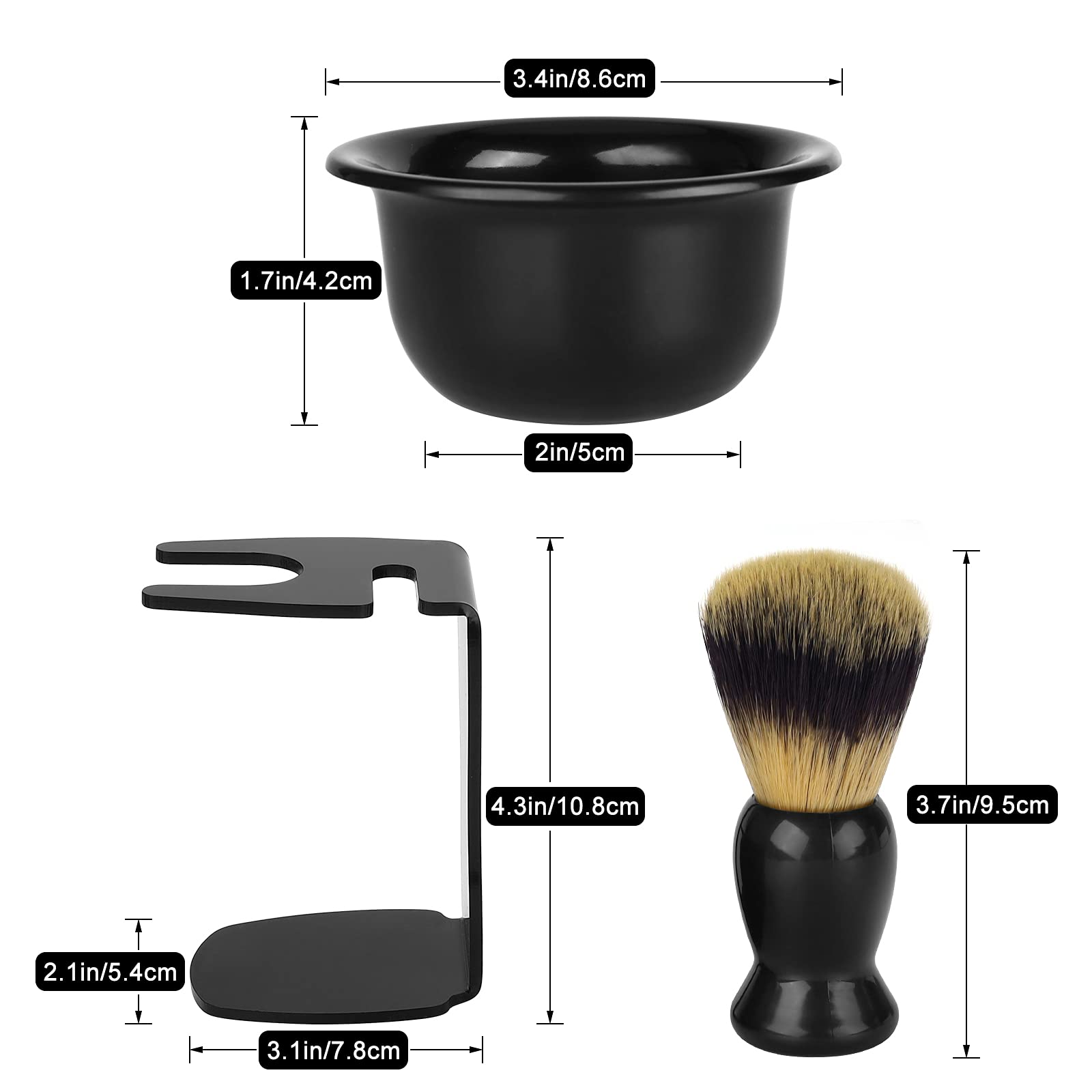 CINEEN 3-in-1 Shaving Brush Kit Includes Badger Hair Shaving Brush Shaving Bowl Razor & Brush Holder Shaving Brush Set for Father Husband Boyfriend Birthday and Valentines Day Gifts