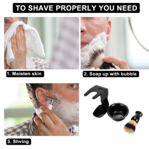 CINEEN 3-in-1 Shaving Brush Kit Includes Badger Hair Shaving Brush Shaving Bowl Razor & Brush Holder Shaving Brush Set for Father Husband Boyfriend Birthday and Valentines Day Gifts