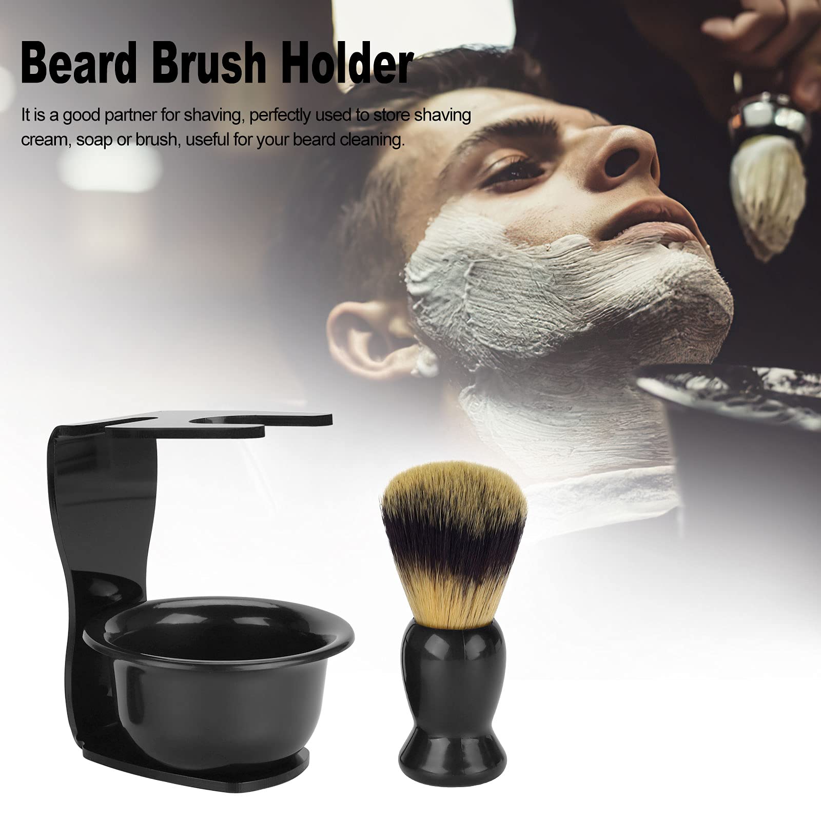 CINEEN 3-in-1 Shaving Brush Kit Includes Badger Hair Shaving Brush Shaving Bowl Razor & Brush Holder Shaving Brush Set for Father Husband Boyfriend Birthday and Valentines Day Gifts