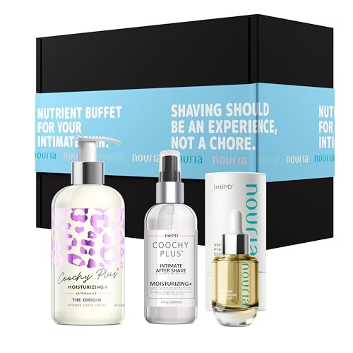 Coochy Plus HydroLock MOISTURIZING+ 3-Steps Kit Intimate Shave Gift Set: NOURIA Pre-Shave Elixir Oil + Coochy Plus Shave Cream The Origin + Coochy Plus After Shave Protection Mist