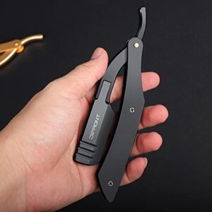 Professional Straight Edge Razor with 20 Stainless steel Blades Barber Straight Razor Close Shaving Men's Manual Shaver Aluminum handle Straight Razor Blades portable Straight Razor Kit(TKL-B)