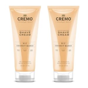 cremo coconut mango moisturizing shave cream, astonishingly superior ultra-slick shaving cream for women fights nicks, cuts and razor burn, 6 fl oz (pack of 2)