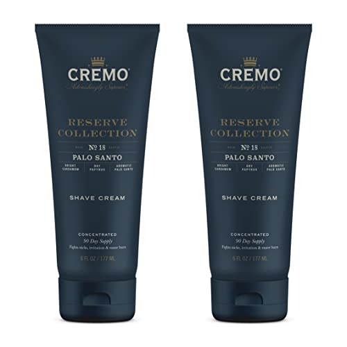 Cremo Barber Grade Palo Santo (Reserve Collection) Shave Cream, Astonishingly Superior Ultra-Slick Shaving Cream Fights Nicks, Cuts and Razor Burn, 6 Fl Oz (2 Pack)