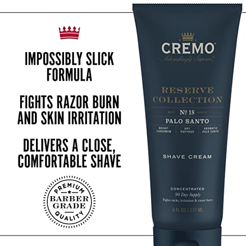 Cremo Barber Grade Palo Santo (Reserve Collection) Shave Cream, Astonishingly Superior Ultra-Slick Shaving Cream Fights Nicks, Cuts and Razor Burn, 6 Fl Oz (2 Pack)