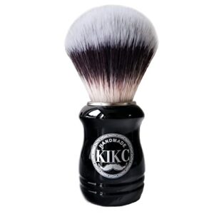 kikc hand crafted shaving brush for vegans, synthetic hair bristle for wet shave, comfortable abs handle black color, best gift for bearded man