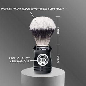 KIKC Hand Crafted Shaving Brush for Vegans, Synthetic Hair Bristle for Wet Shave, Comfortable ABS Handle Black Color, Best Gift for Bearded Man