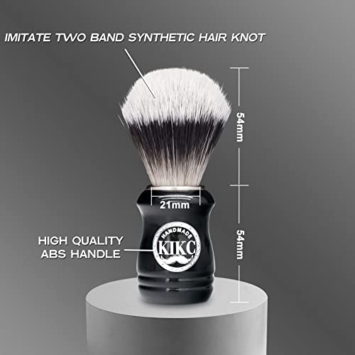 KIKC Hand Crafted Shaving Brush for Vegans, Synthetic Hair Bristle for Wet Shave, Comfortable ABS Handle Black Color, Best Gift for Bearded Man