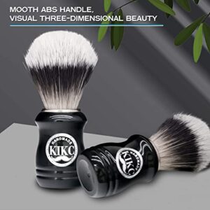 KIKC Hand Crafted Shaving Brush for Vegans, Synthetic Hair Bristle for Wet Shave, Comfortable ABS Handle Black Color, Best Gift for Bearded Man