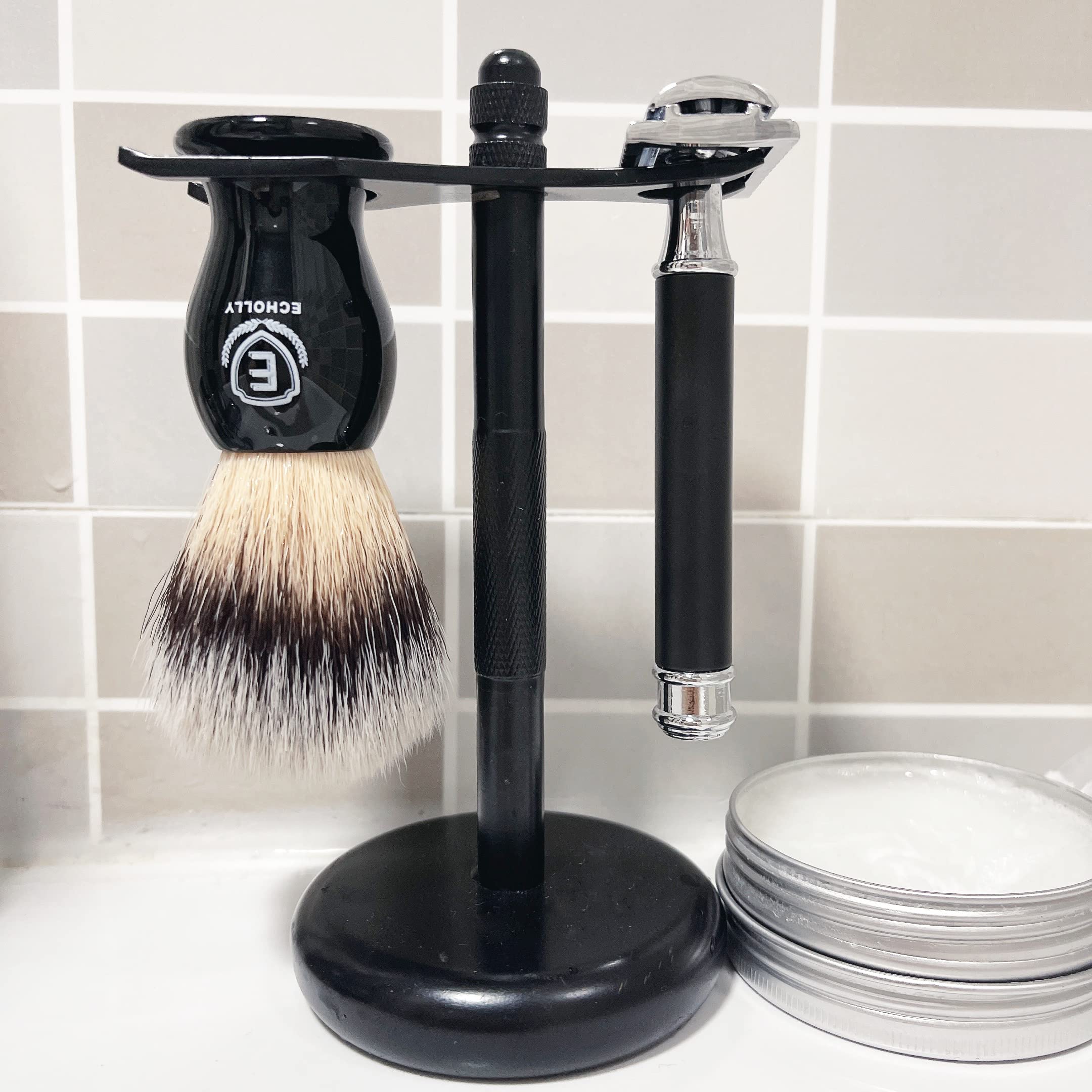 Luxury Shaving Brushes For Men by Echolly-Super Strong NO Shedding Bristle Shave Brushes for Men-Smooth Acrylic Handle Legacy Shave Brush-Rich and Fast Lather Shaving Cream Brush Gifts for Fathers Day