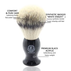 Luxury Shaving Brushes For Men by Echolly-Super Strong NO Shedding Bristle Shave Brushes for Men-Smooth Acrylic Handle Legacy Shave Brush-Rich and Fast Lather Shaving Cream Brush Gifts for Fathers Day